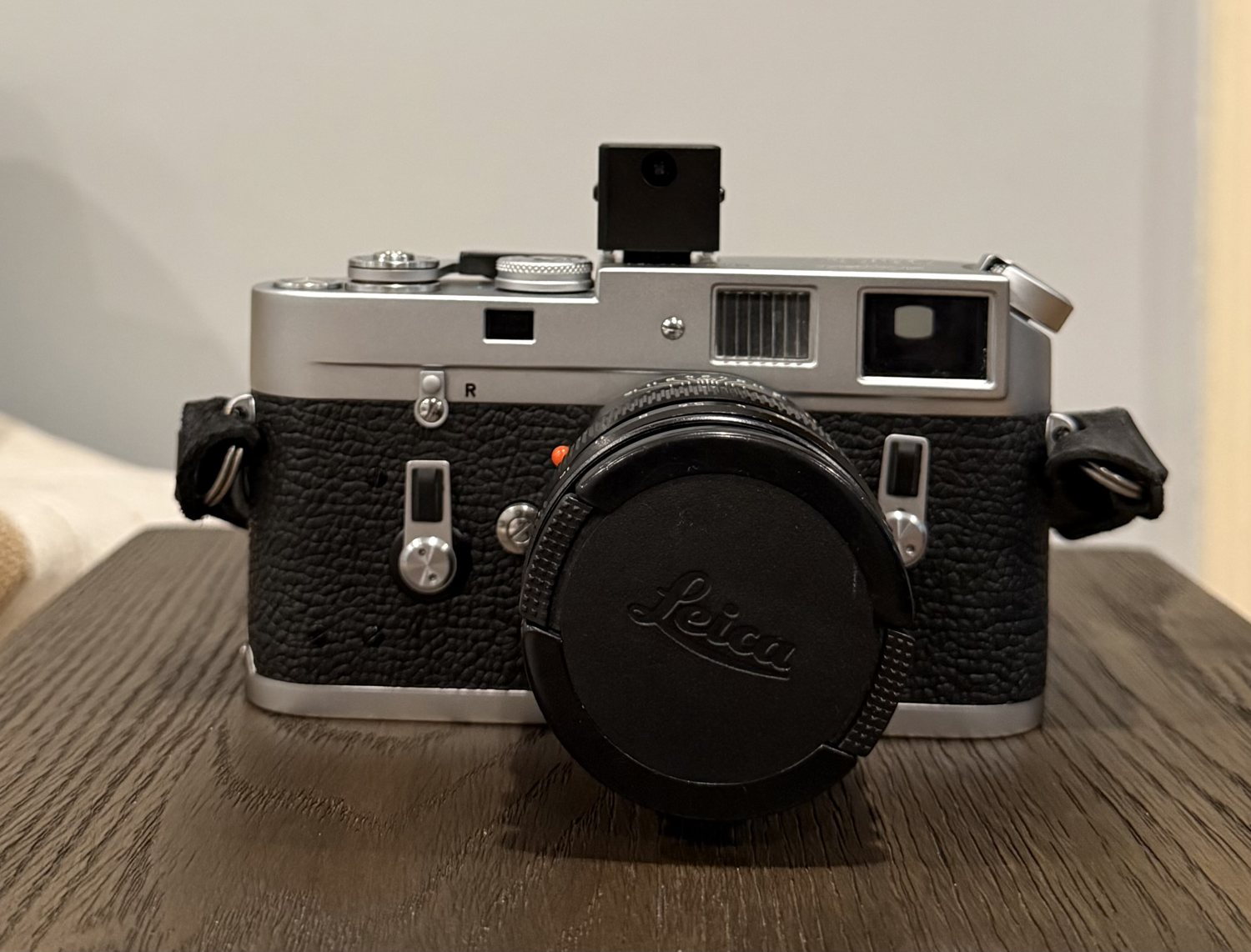 Front of the Leica M4 with the Summilux lens and cap